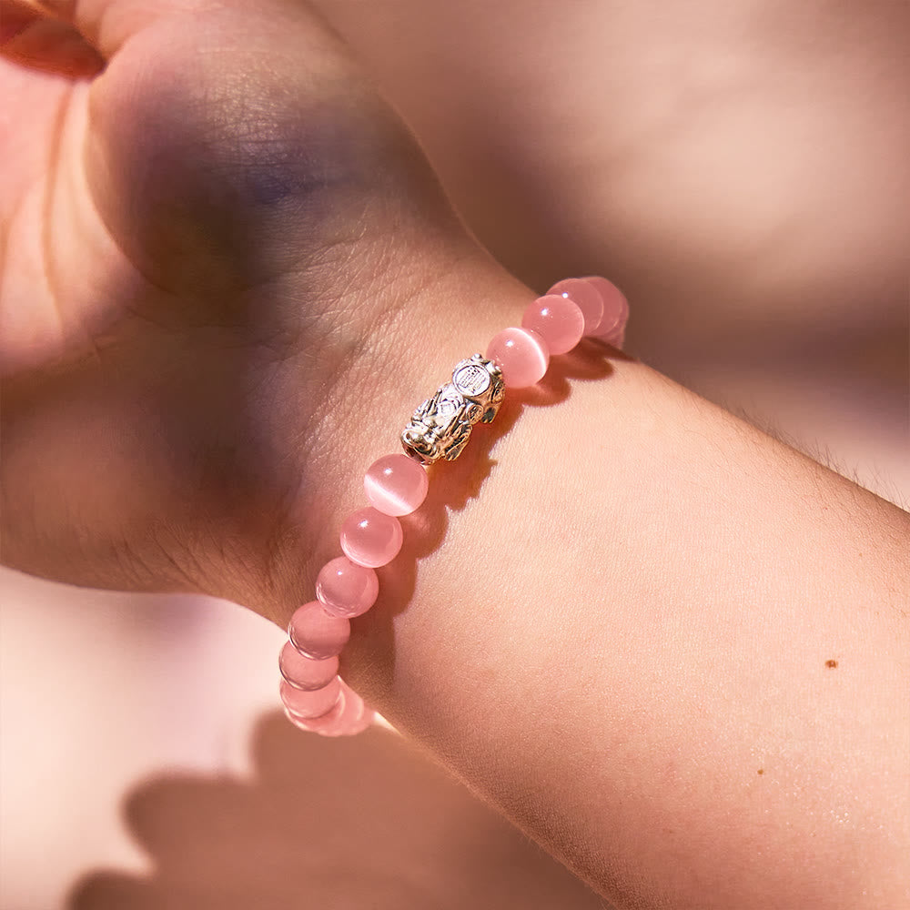 FuAttract Luck, Protection & Elegant Energy - Cat's Eye Silver Pixiu Bracelet - image 13
