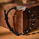 FuAttract Strength & Protection – Obsidian with 999 Sterling Silver Pixiu Woven Bracelet - image 1