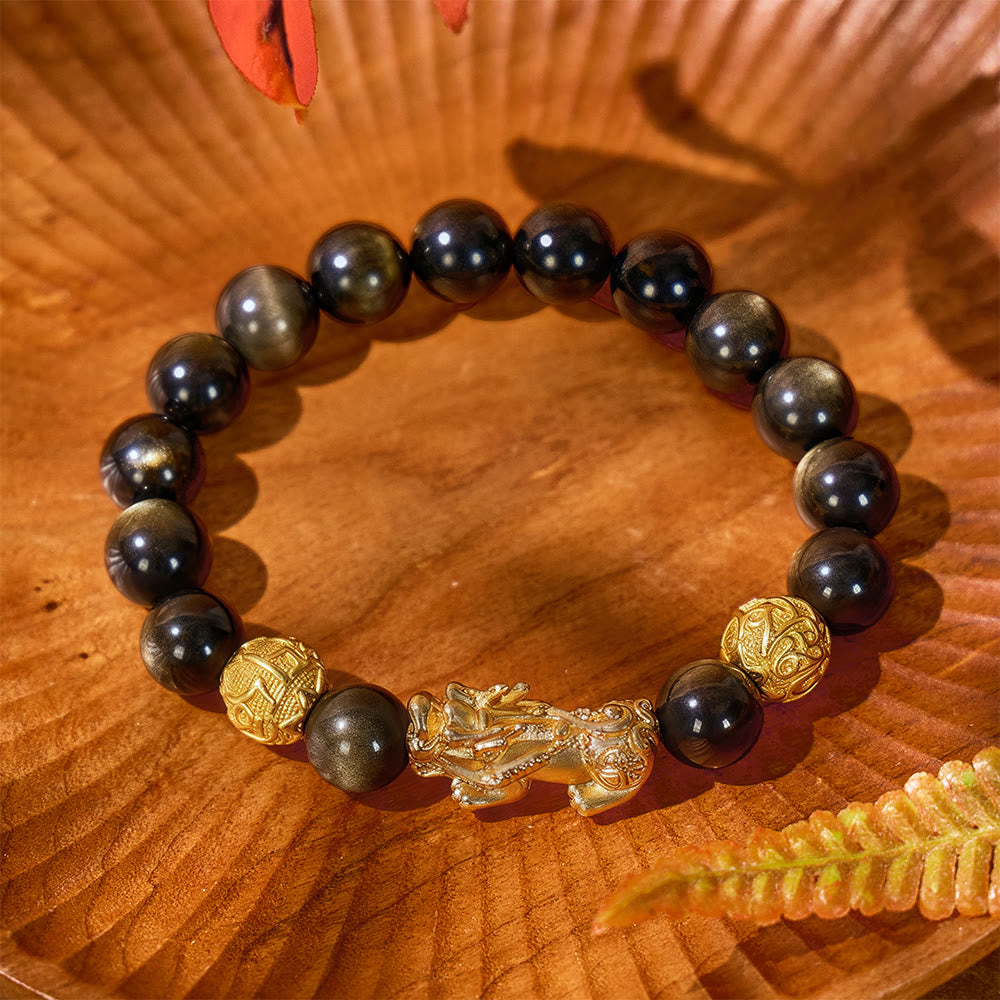 FuAttract Strength & Prosperity Fortune-Attracting Gold Obsidian Pi Xiu Bracelet - image 3