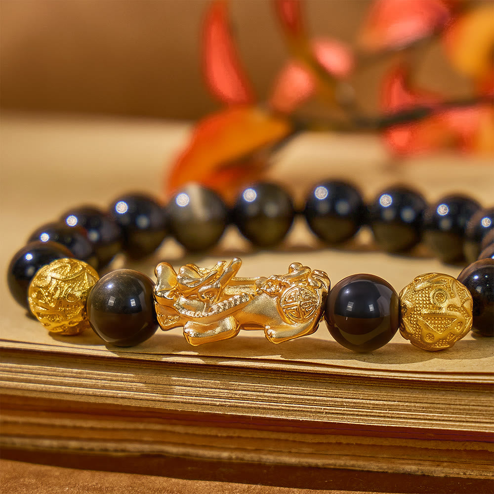 FuAttract Strength & Prosperity Fortune-Attracting Gold Obsidian Pi Xiu Bracelet - image 8