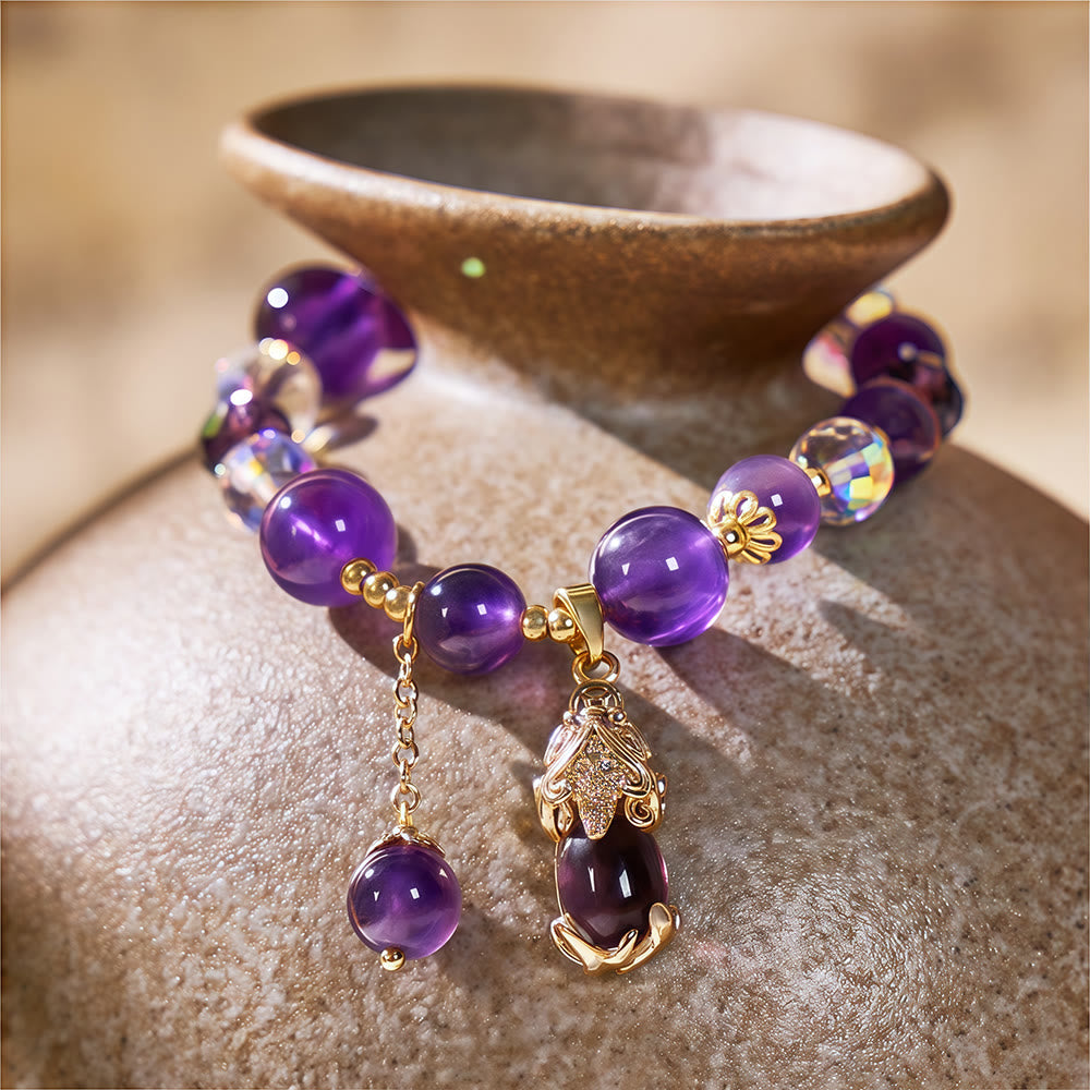 FuAttract Pixiu Talisman Bracelet | Amethyst for Calm, Clarity & Energy Shielding - image 3