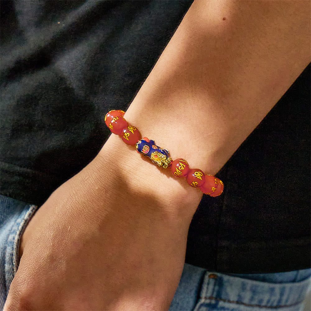 FuAttract Healing & Prosperity – Red Agate Om Mani Padme Hum Color-Changing Pixiu Bracelet - image 4