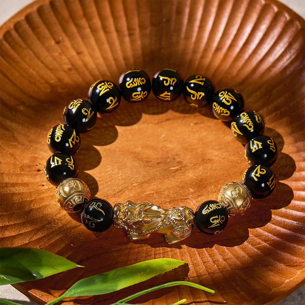 FuAttract Protective Energy & Wealth Attraction Black Onyx Om Mani Padme Hum Pixiu Bracelet - image 12