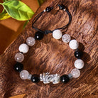 FuAttract Fortune Loop - Handwoven Silver Pixiu Obsidian Rutilated Quartz Bracelet - image 2