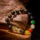 	 FuAttract Golden Radiance – Golden Obsidian & Rainbow Obsidian Bracelet with Pixiu Charm - image 1