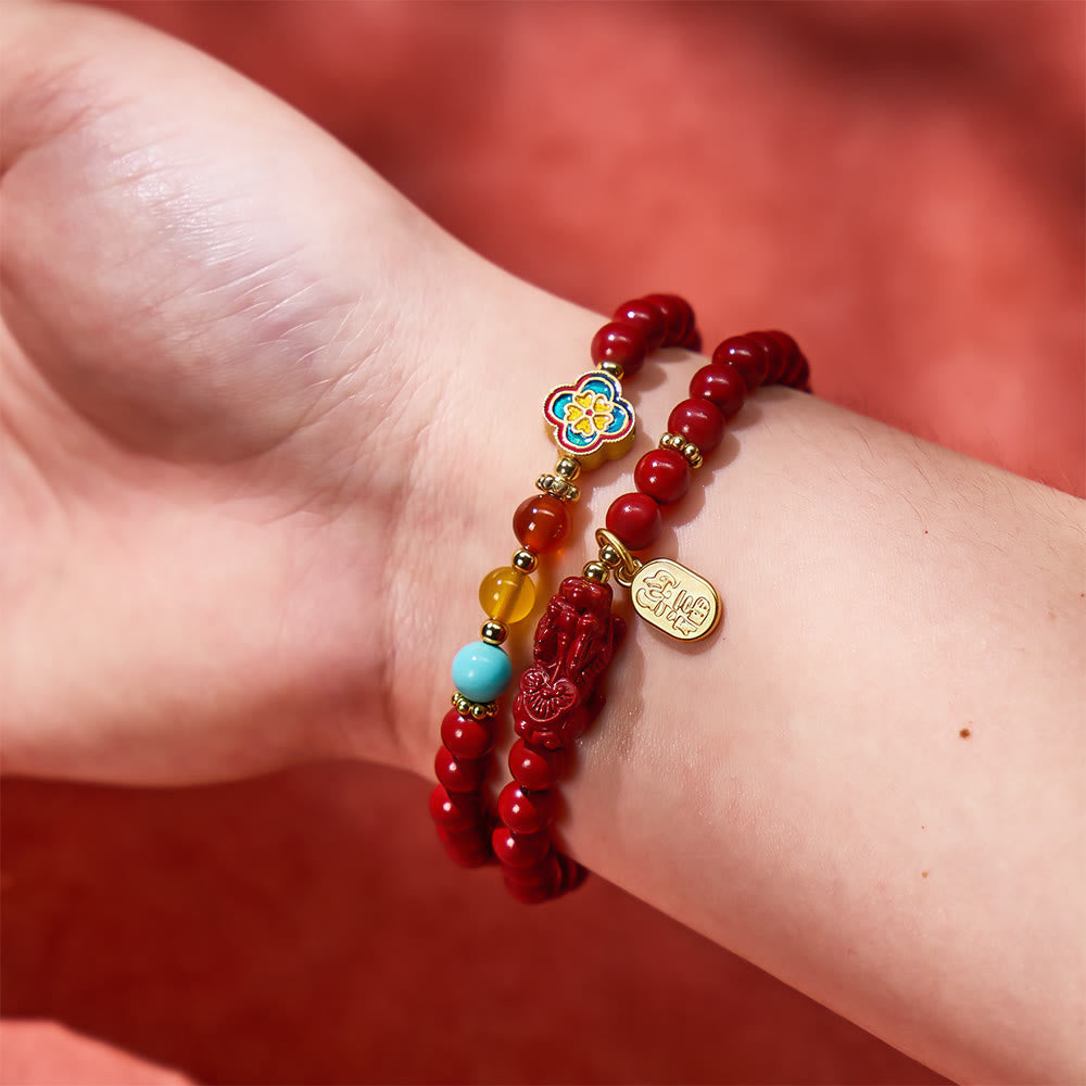 FuAttract Lucky Energy Circuit – Double-Layer Cinnabar Pixiu FU Character Protection Bracelet - image 5