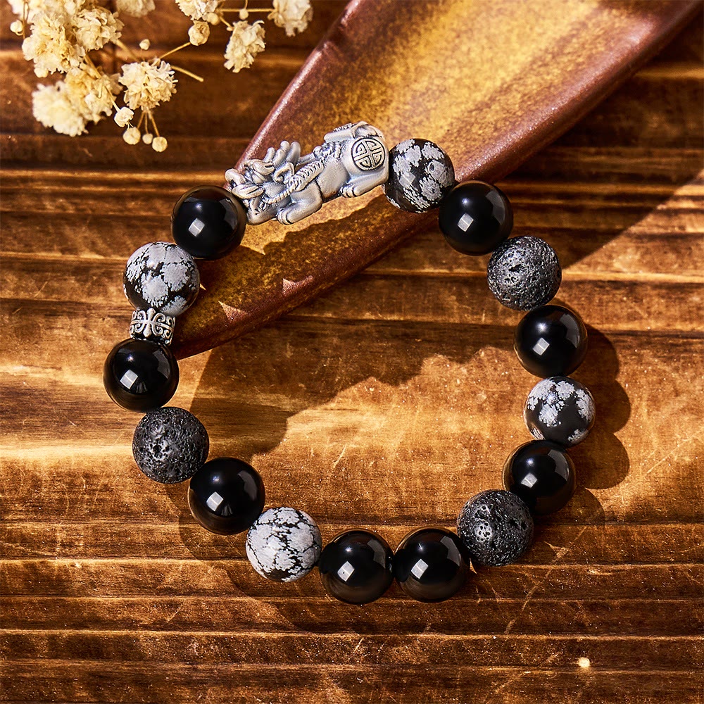 FuAttract Abyss Guardian - Black Obsidian & Sterling Silver Energy Bracelet - image 1