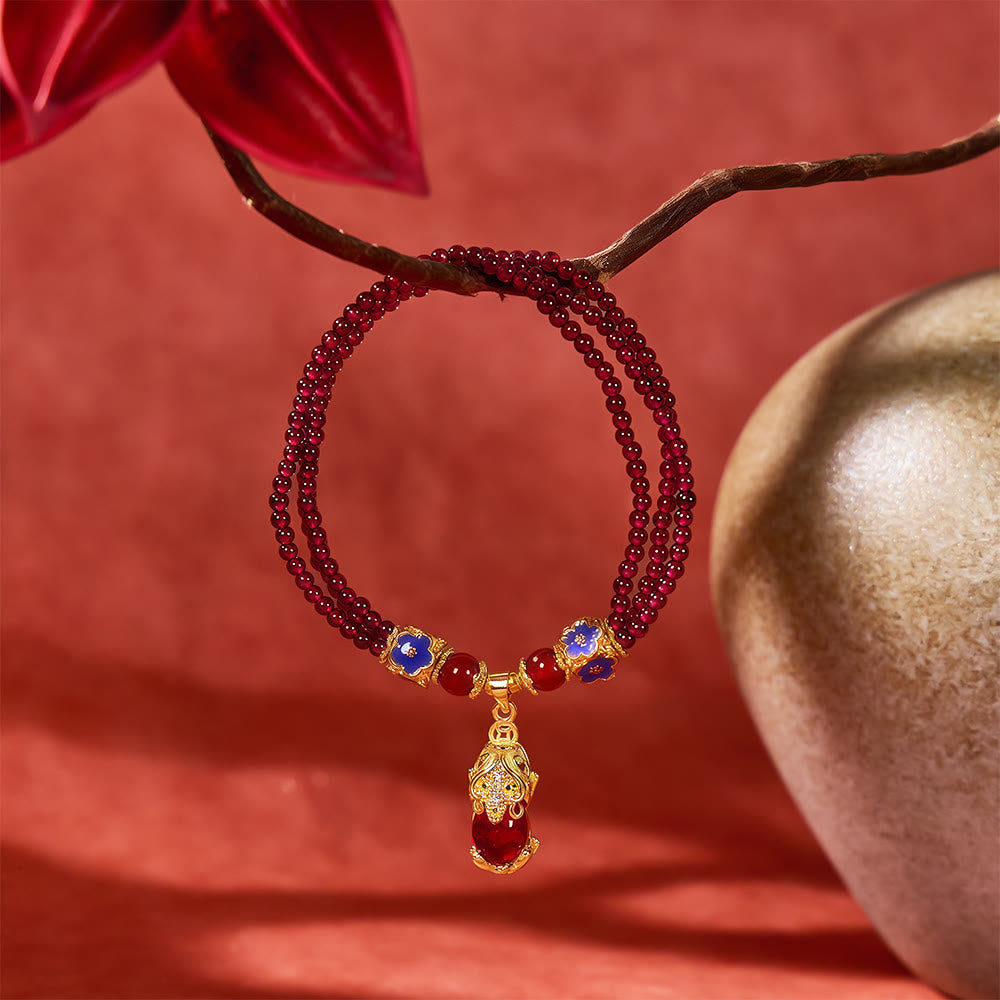 FuAttract Garnet Abundance Strand - Multi-Layer Pixiu Wealth Bracelet - image 2