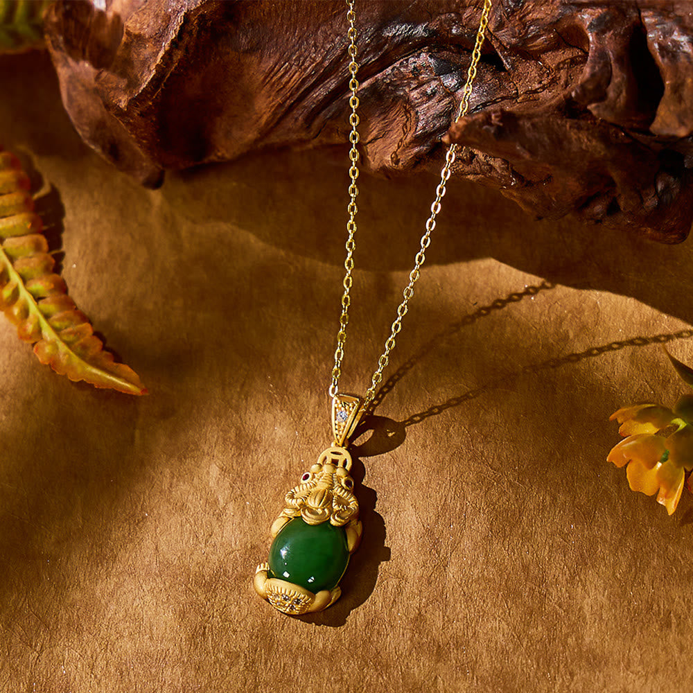 	 FuAttract Harmony Essence – Natural Hetian Jade & Sterling Silver Pixiu Necklace - image 1