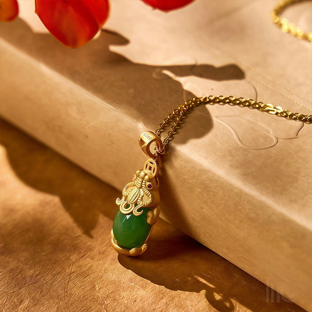FuAttract Harmony Essence – Natural Hetian Jade & Sterling Silver Pixiu Necklace - image 2