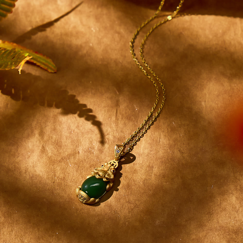 FuAttract Harmony Essence – Natural Hetian Jade & Sterling Silver Pixiu Necklace - image 3