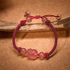 FuAttract Pink Craftsman - Adjustable Handwoven Strawberry Quartz Pixiu String Bracelet - Strawberry Quartz - image 0