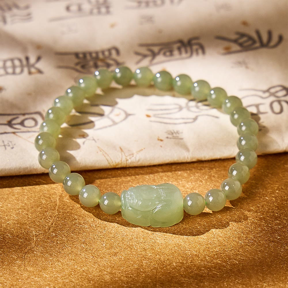 FuAttract Wealth & Energy Balance – Fortune Hetian Jade Pixiu Bracelet - 6mm - image 0