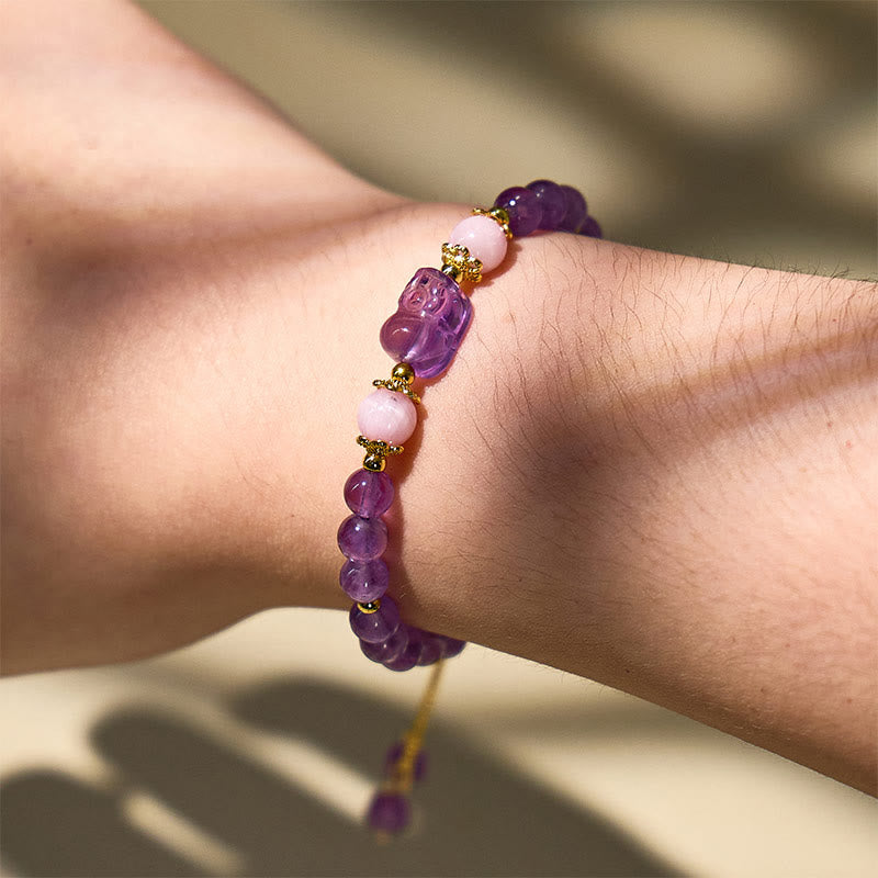 FuAttract Abundance & Healing Crystal Bracelet – Aquamarine, Strawberry Quartz & Pixiu - image 19