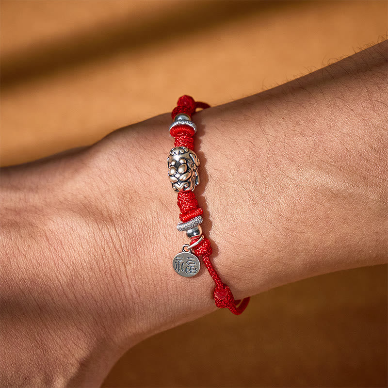 FuAttract Prosperity Braid - Hand-Knotted Fu Charm Silver Pixiu String Bracelet - image 3
