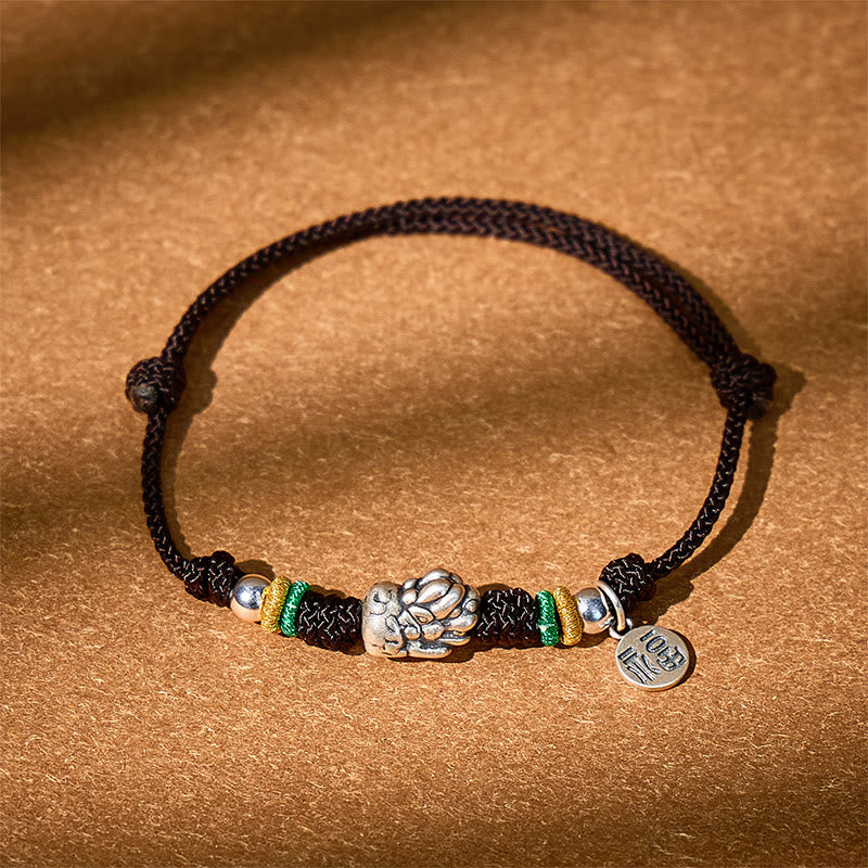 FuAttract Prosperity Braid - Hand-Knotted Fu Charm Silver Pixiu String Bracelet - image 12