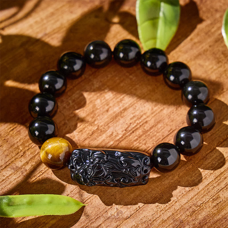 FuAttract Protection & Strength - Tiger Eye & Black Obsidian Pixiu Bracelet(Extra 40% Off | USE CODE: BF40) - 14mm - image 8