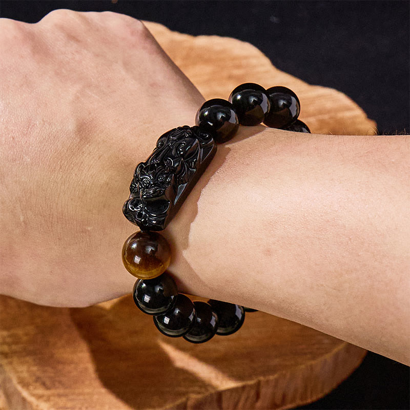 FuAttract Protection & Strength - Tiger Eye & Black Obsidian Pixiu Bracelet - image 10