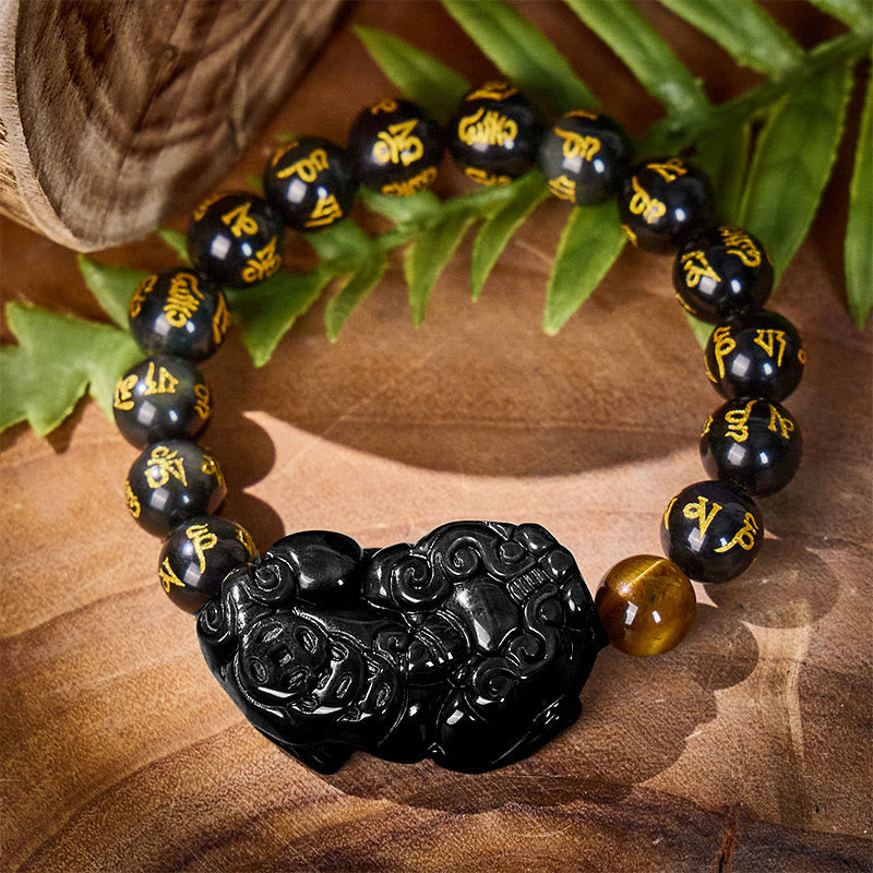 FuAttract Fortune Prism - Natural Rainbow Obsidian Pixiu Wealth Bracelet - image 1