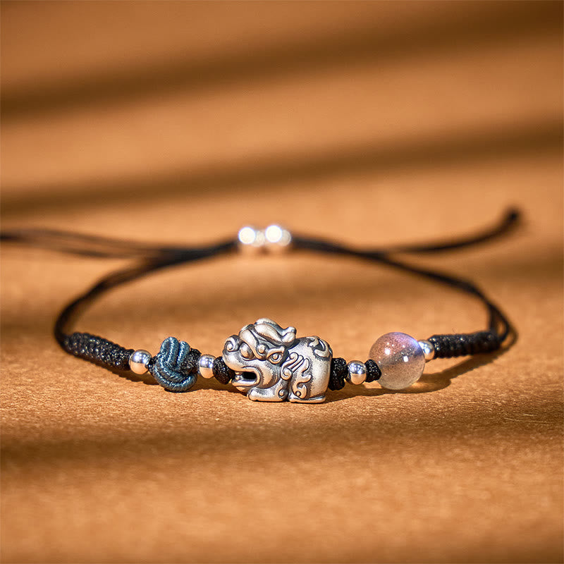 FuAttract Blossom Harmony - Sterling Silver Pixiu Strawberry Quartz Bead Braided Bracelet - image 11