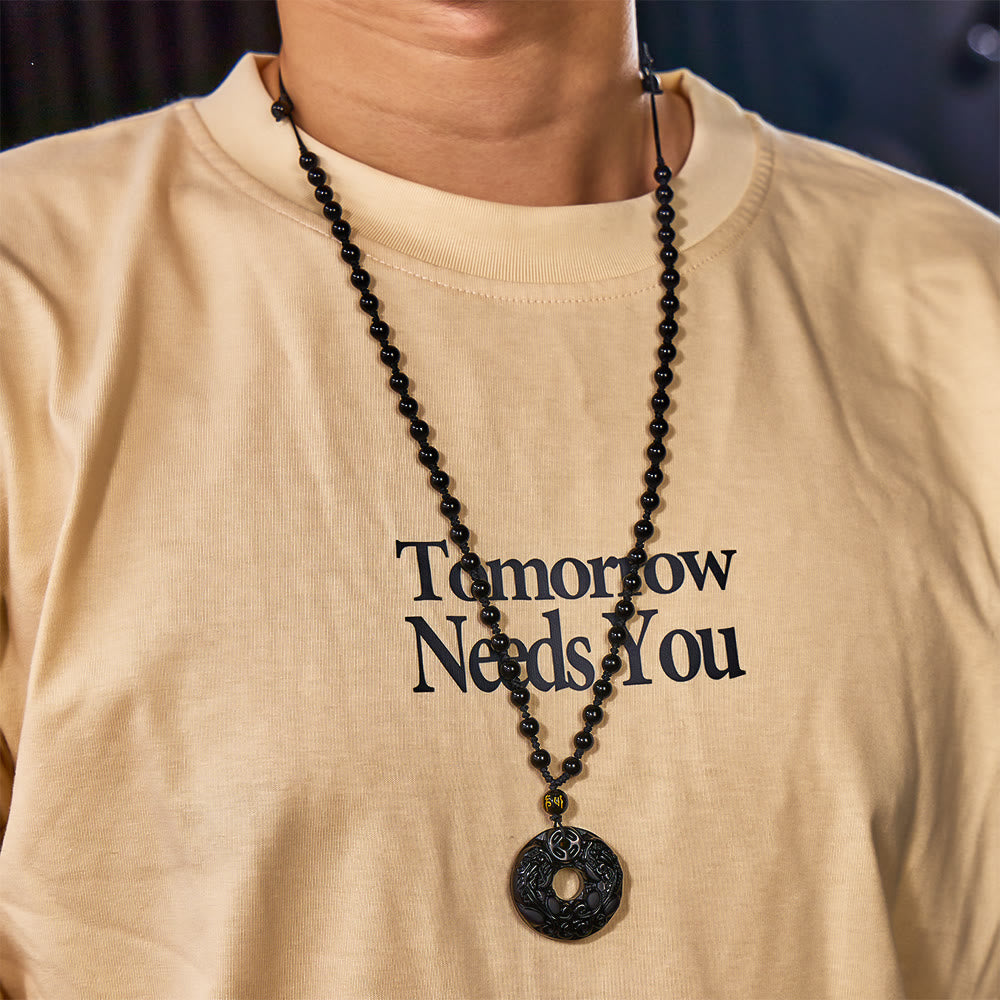 FuAttract Wealth & Protection - Obsidian Double Pixiu Om Mani Padme Hum Bead Necklace - image 9