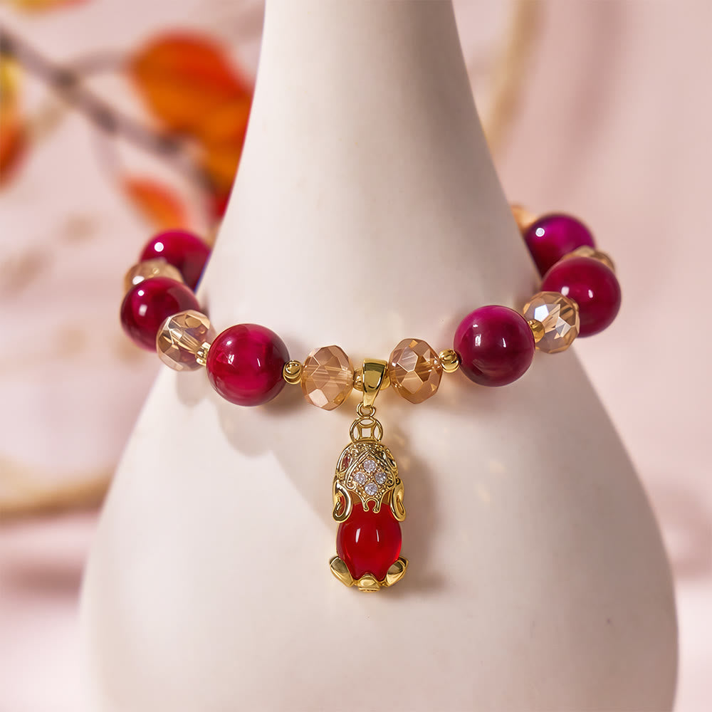 FuAttract Lucky Protection & Prosperity - Red Tiger Eye Stone with Pixiu Pendant Bracelet - image 1