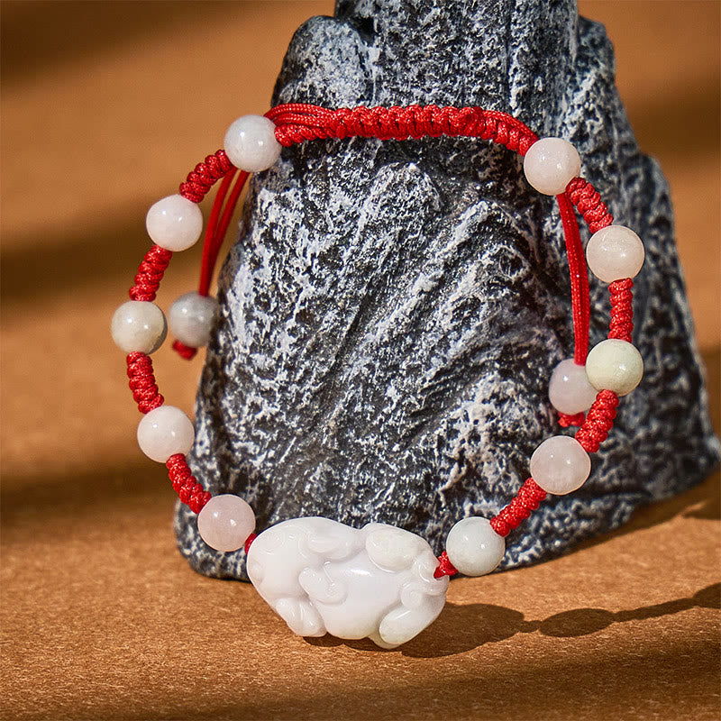 FuAttract Prosperity & Protection – Jadeite Pixiu Red String Bracelet - image 2
