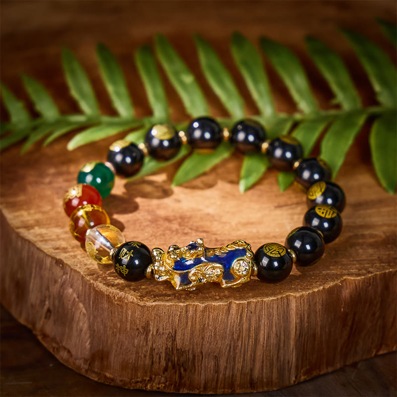 FuAttract Protective Wealth Bracelet – Color-Changing Pixiu & Black Onyx - 10mm - image 0