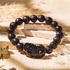 FuAttract Silent Shield – 6 Words Pixiu Wealth Mantra Matte Black Agate Bracelet - 10mm - image 0