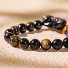 FuAttract Wealth Warden – Natural Golden Sheen Obsidian & Tiger Eye Double Pixiu Bracelet - image 4