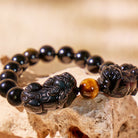 FuAttract Wealth Warden – Natural Golden Sheen Obsidian & Tiger Eye Double Pixiu Bracelet - image 3