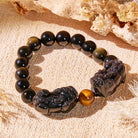 FuAttract Wealth Warden – Natural Golden Sheen Obsidian & Tiger Eye Double Pixiu Bracelet - image 2