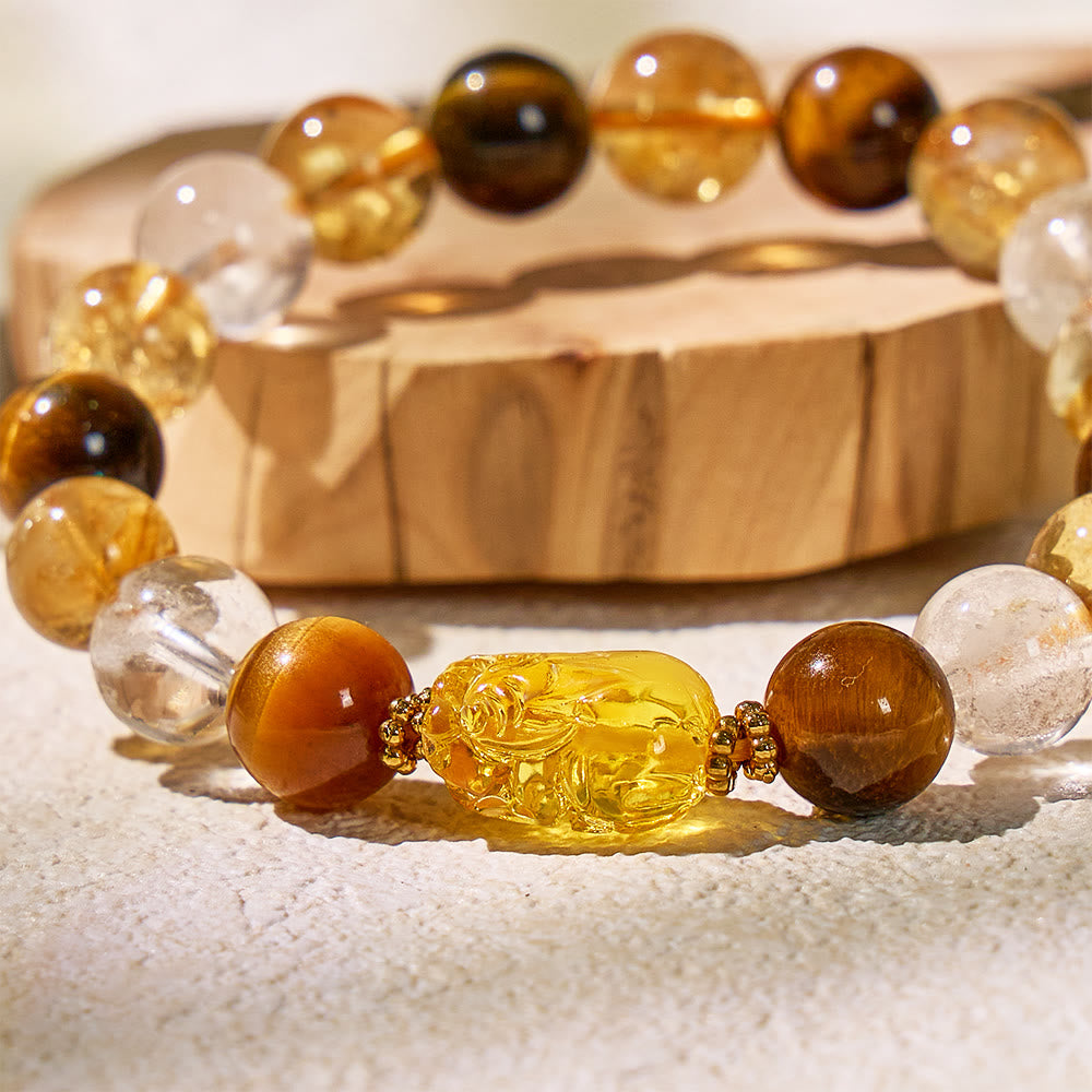 FuAttract  Fortune Guardian - Natural Tiger's Eye Citrine Beaded Pixiu Bracelet - image 3