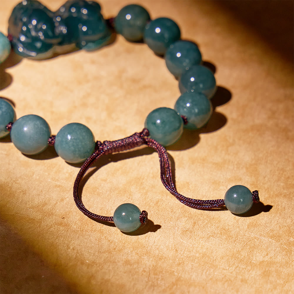 FuAttract Ocean Whisper - Natural Ice Jade Pixiu Handwoven Bracelet - image 4