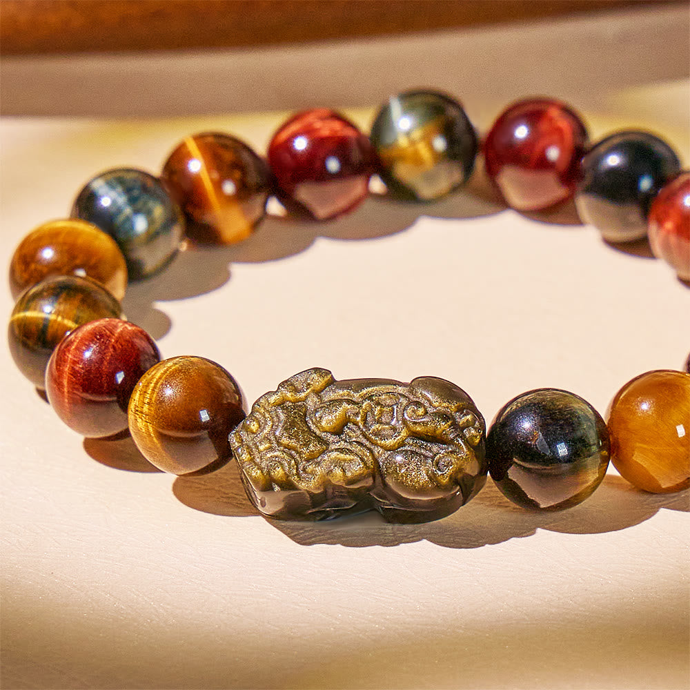 FuAttract Triforce Guardian- Tri-Color Tiger's Eye Power Pixiu Bracelet - image 2