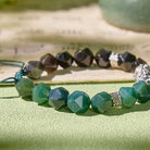 FuAttract Fortune Keeper - Faceted Silver Obsidian & Moss Agate Handwoven Cord Bracelet - image 3