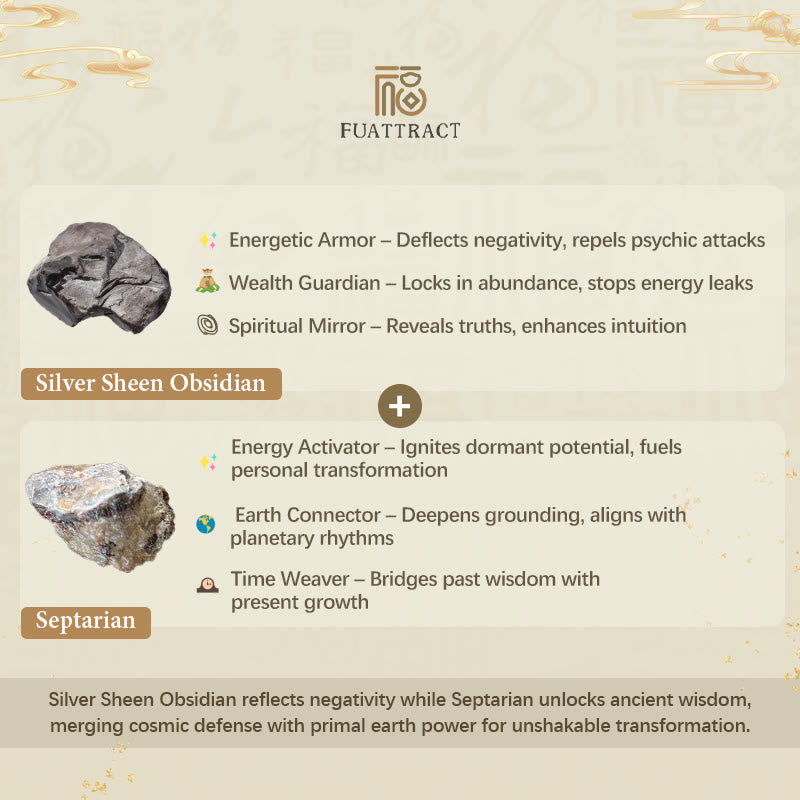 FuAttract Fortune Keeper - Faceted Silver Obsidian & Moss Agate Handwoven Cord Bracelet - image 14