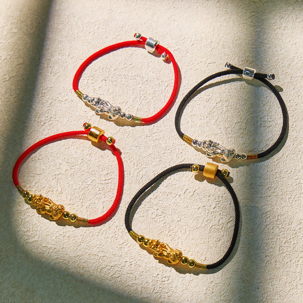 FuAttract Destiny Braider - Silver Pixiu Adjustable Handwoven Red String Bracelet - image 4