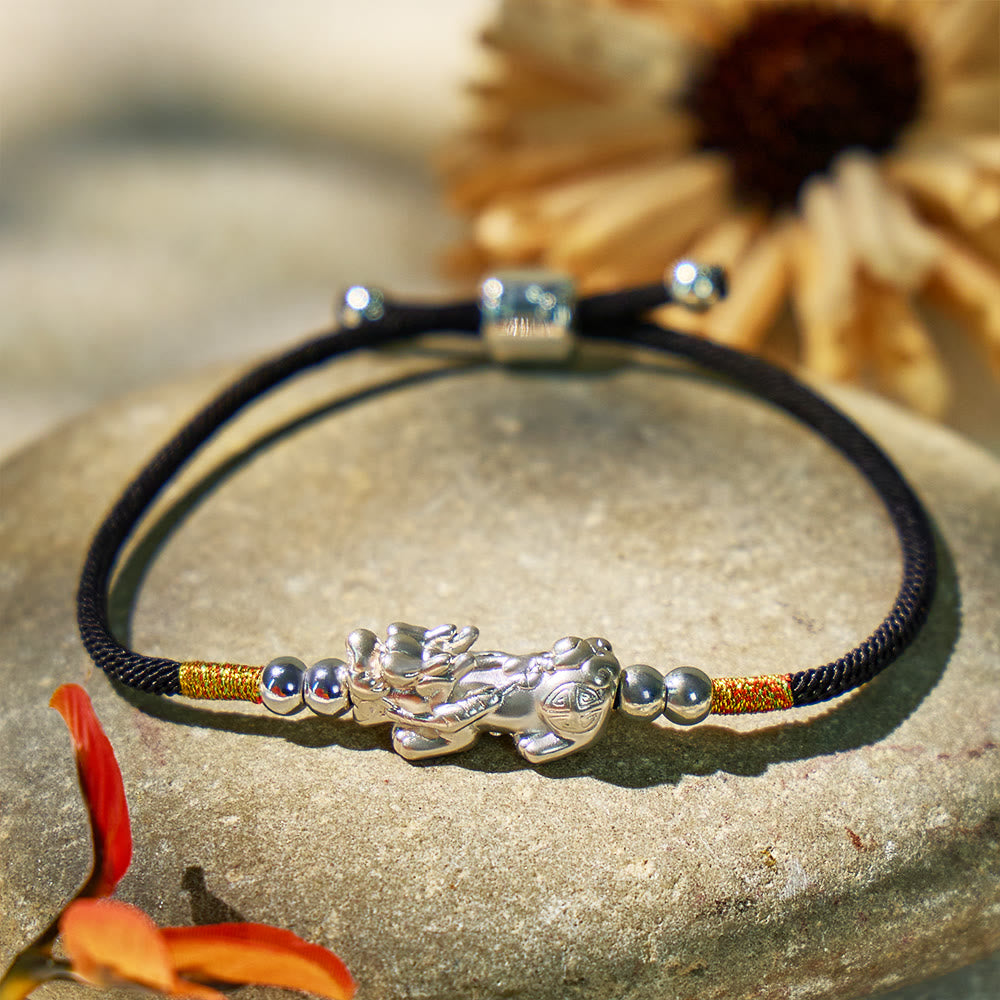 FuAttract Destiny Braider - Silver Pixiu Adjustable Handwoven Red String Bracelet - Silver - Black - image 16