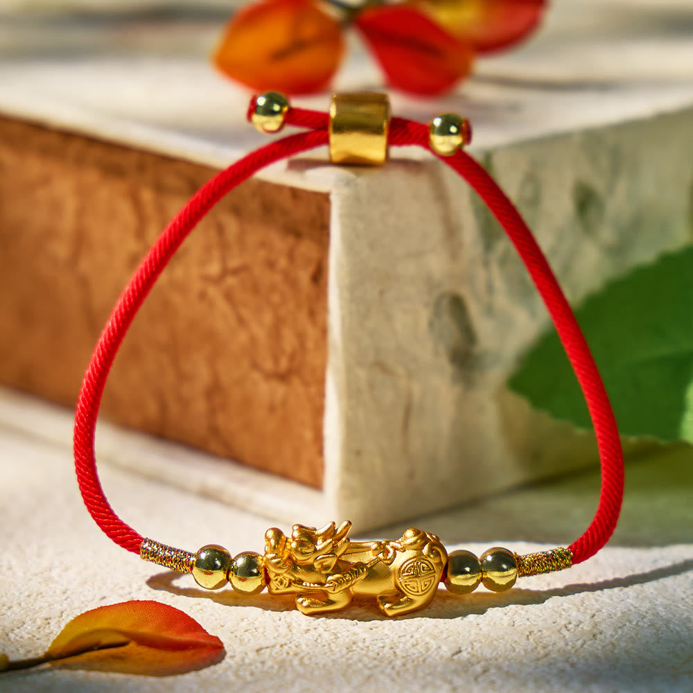 FuAttract Destiny Braider - Silver Pixiu Adjustable Handwoven Red String Bracelet - image 1