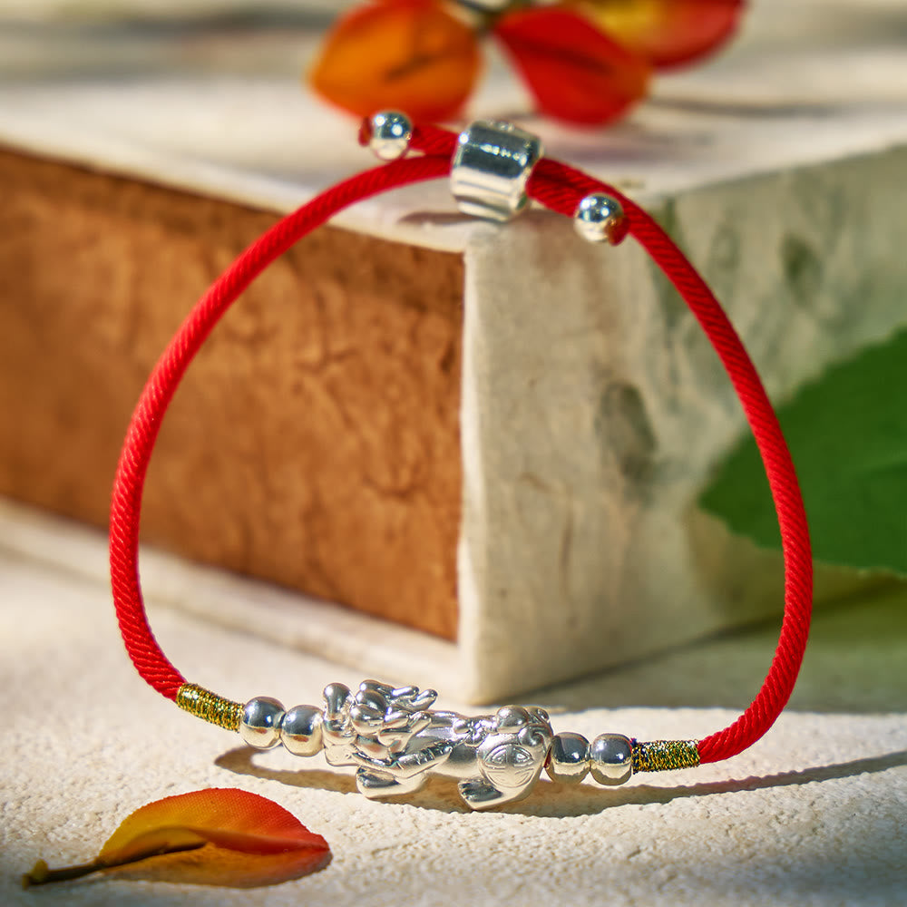 FuAttract Destiny Braider - Silver Pixiu Adjustable Handwoven Red String Bracelet - image 9