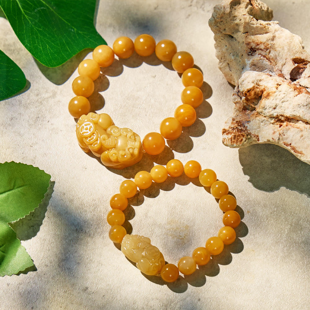 FuAttract Prosperity Flow - Golden Silk Jade Pixiu Bracelet - image 6