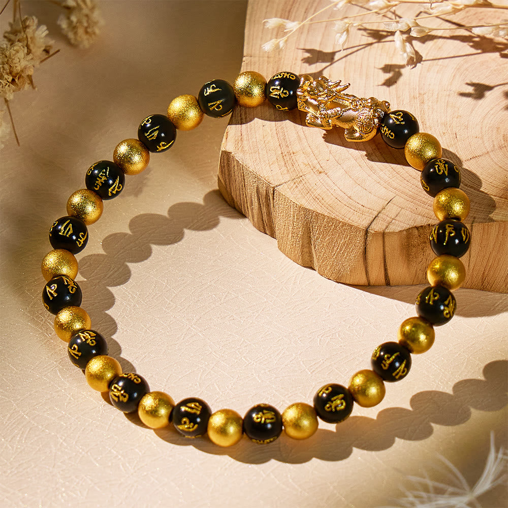 FuAttract Golden Manifestation – Black and Gold Feng Shui Beads Pixiu Bracelet - image 2