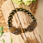 FuAttract Blessed Clarity – Ice Obsidian Pixiu with Tiger Eye & Om Mani Padme Hum Beads Bracelet - image 2
