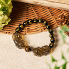 FuAttract Blessed Clarity – Ice Obsidian Pixiu with Tiger Eye & Om Mani Padme Hum Beads Bracelet - 10mm - image 0