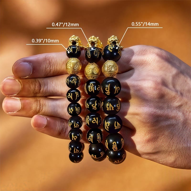 FuAttract Abundance & Protection – Black Onyx Om Mani Padme Hum Beads Pixiu Bracelet - image 6