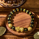 FuAttract Abundance & Protection – Black Onyx Om Mani Padme Hum Beads Pixiu Bracelet - image 2