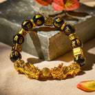 FuAttract Calm & Protection - Black Onyx Om Mani Padme Hum Beads Pixiu Bracelet - Black Onyx - image 0