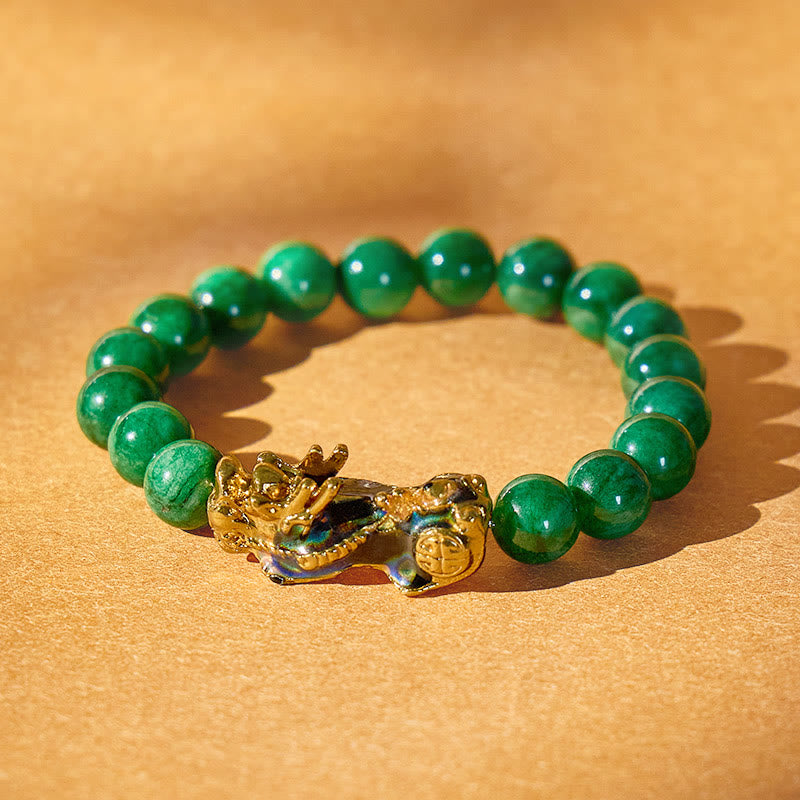 FuAttract Harmony of Fortune Bracelet –  Cyan Jade With FengShui Pixiu - 10mm - image 0