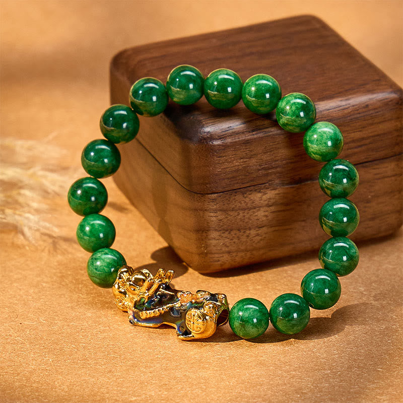 FuAttract Harmony of Fortune Bracelet –  Cyan Jade With FengShui Pixiu - image 1